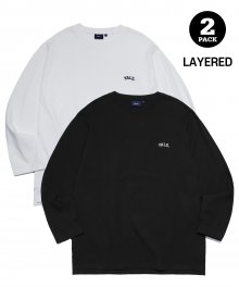[ONEMILE WEAR] 2PACK SMALL ARCH LAYERED LS WHITE / BLACK