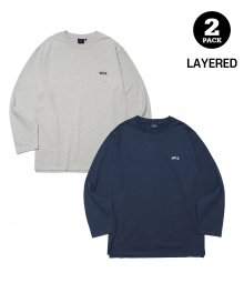 [ONEMILE WEAR] 2PACK SMALL ARCH LAYERED LS OATMEAL / NAVY