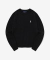 WOMENS HERITAGE DAN CABLE ROUND KNIT BLACK