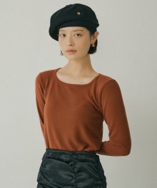 FAL SQUARE NECK SOFT T-SHIRTS CARAMEL