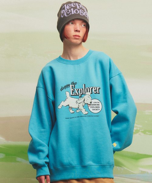 ★MAINBOOTH★Explorer Doggy Sweatshirt(CREAM)★正規品/送料込 메인부스(MAINBOOTH) Explorer Doggy Sweatshirt(SKY BLUE