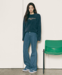 W SLIM BOOT-CUT DENIM PANTS blue