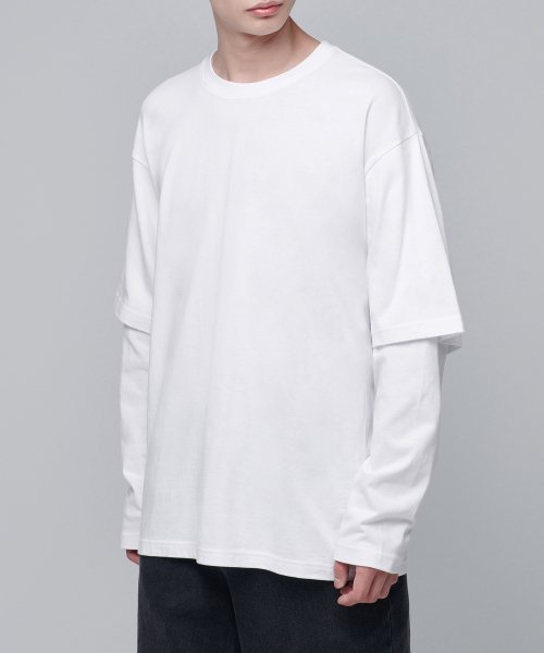 MUSINSA | MUSINSA STANDARD Oversized Crew Neck Layered Sleeve T 