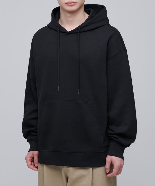 MUSINSA | MUSINSA STANDARD Flat Terry Oversized Hooded Sweatshirt [Black]