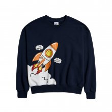 ACME DE LA VIE X Smiley® ROCKET ARTWORK PRINTING SWEATSHIRT NAVY