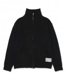 WOOL ZIP UP CARDIGAN BLACK