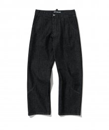 stitch straight denim pants black washed