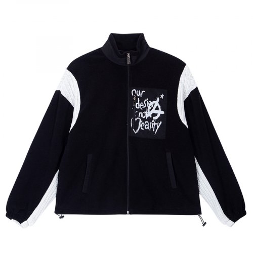 MUSINSA | OY Dirty Painting Knit Fleece Jacket - Black