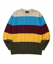 COLOR PANELLED KNIT SWEATER (MUSTARD)