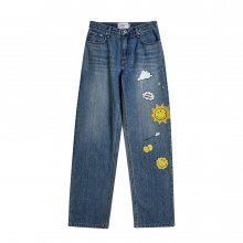 ACME DE LA VIE X Smiley® SUNNY ARTWORK PRINTING DENIM PANTS BLUE