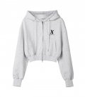 AV LOGO CROP HOOD ZIP-UP WHITE MELANGE