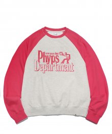 BASKETBALL SHOT RAGLAN CREWNECK OATMEAL / PINK