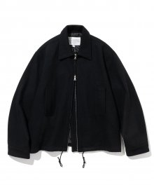 wool single blouson jacket black