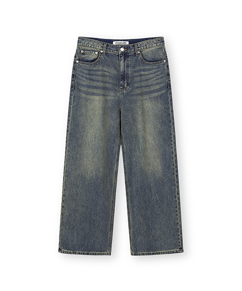 WIDE DENIM PANTS [BLUE]