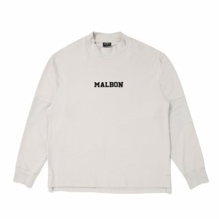 말본 골프(MALBON GOLF) 패브릭 믹스 모크넥 티셔츠 LIGHT GREY (MAN) 상품 이미지