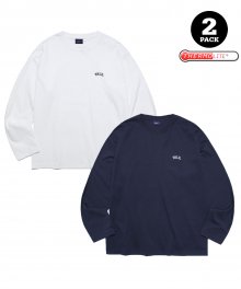 [ONEMILE WEAR] WARM UP 2PACK SMALL ARCH LS WHITE/NAVY