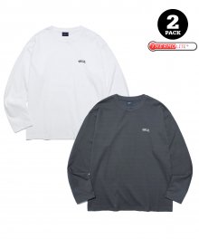[ONEMILE WEAR] WARM UP 2PACK SMALL ARCH LS WHITE/CHARCOAL
