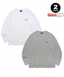 [ONEMILE WEAR] WARM UP 2PACK SMALL ARCH LS WHITE/LIGHT GRAY