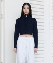 C LOGO EMBROIDERY KNIT ZIP-UP_NAVY