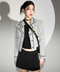 Line Collar Crop Jacket BLACK