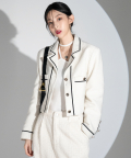 Line Collar Crop Jacket WHITE