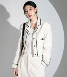 Line Collar Crop Jacket WHITE