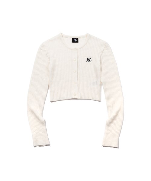 MUSINSA | WOOALONG Signature slim basic crop cardigan - IVORY