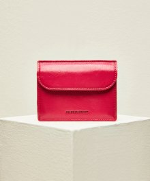 [에그] 핑크 로고 포켓 크랙 가죽 카드지갑