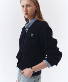 CREST LOGO CABLE CARDIGAN FRENCH NAVY_UDSW3C204N2