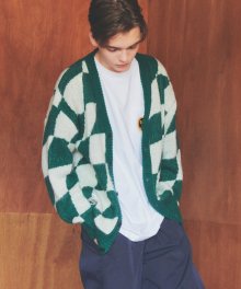 VSW Brushed Checker Cardigan Green