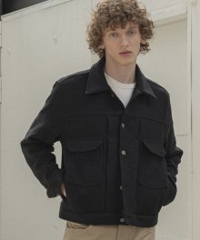 O4003 Marettimo wool trucker jacket_Black