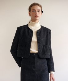 TWEED BUTTON JACKET BLACK