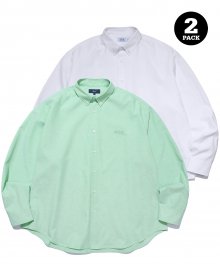 (23FW) [ONEMILE WEAR] 2PACK OXFORD BIG SHIRT WHITE / MINT