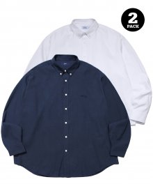 (23FW) [ONEMILE WEAR] 2PACK OXFORD BIG SHIRT WHITE / NAVY