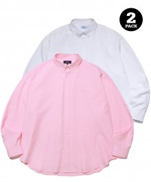 (23FW) [ONEMILE WEAR] 2PACK OXFORD BIG SHIRT WHITE / PINK