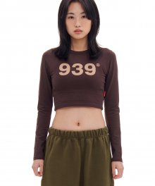 939 LOGO CROP LONG SLEEVE (BROWN)