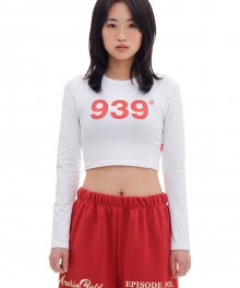 939 LOGO CROP LONG SLEEVE (WHITE)