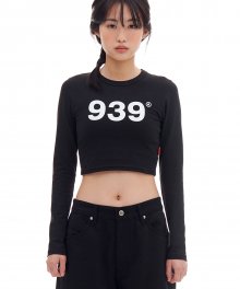 939 LOGO CROP LONG SLEEVE (BLACK)