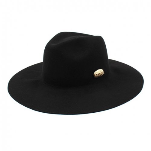 유니버셜 케미스트리 Gold Metal Wool Long Fedora BK 울페도라
