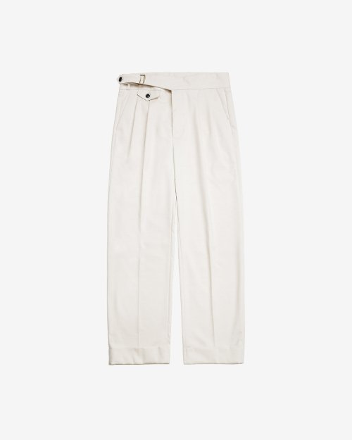 Two Pleats Side Trousers (Ivory)