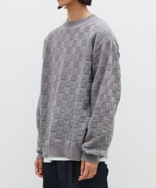 SQUARED WEAVING KNIT (GREY)