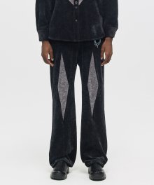 VELOUR DIA PATCH PANTS GLEAM BLACK