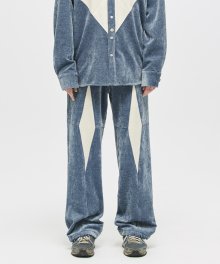 VELOUR DIA PATCH PANTS GLEAM BLUE