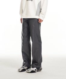 FRONT LEATHER MIX PANTS CHARCOAL