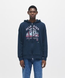 BEAR KNIT HOOD ZIP-UP NAVY