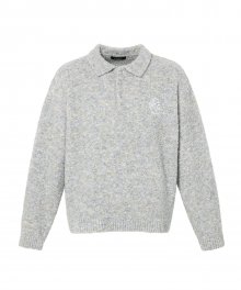 POODLE COLLAR KNIT SWEATER GREY