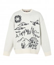 CRAYON SKETCH KNIT SWEATER ECRU