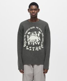 SLITHER ART KNIT SWEATER GREY