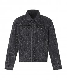 CANBERRA MESH PRINTED DENIM JACKET BLACK