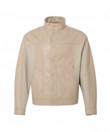 FRONT LEATHER MIX JACKET IVORY